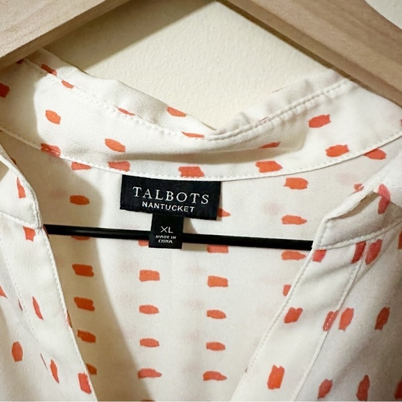 Talbots Nantucket Button Down Tank Blouse Dotted Print Career Womens Sz XL - Picture 3 of 9